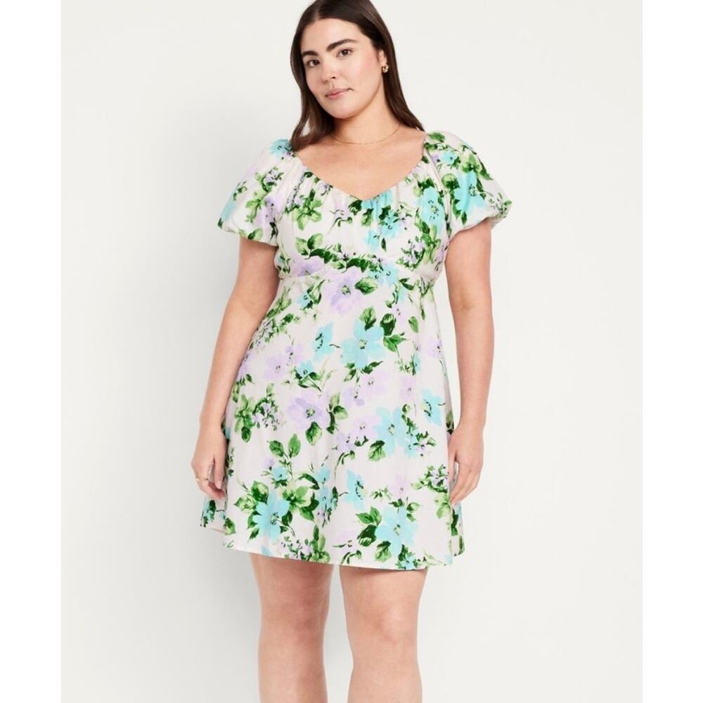 Old Navy Floral Milkmaid Mini Dress 2X Cottagecore Fairy Romantic Summer Boho